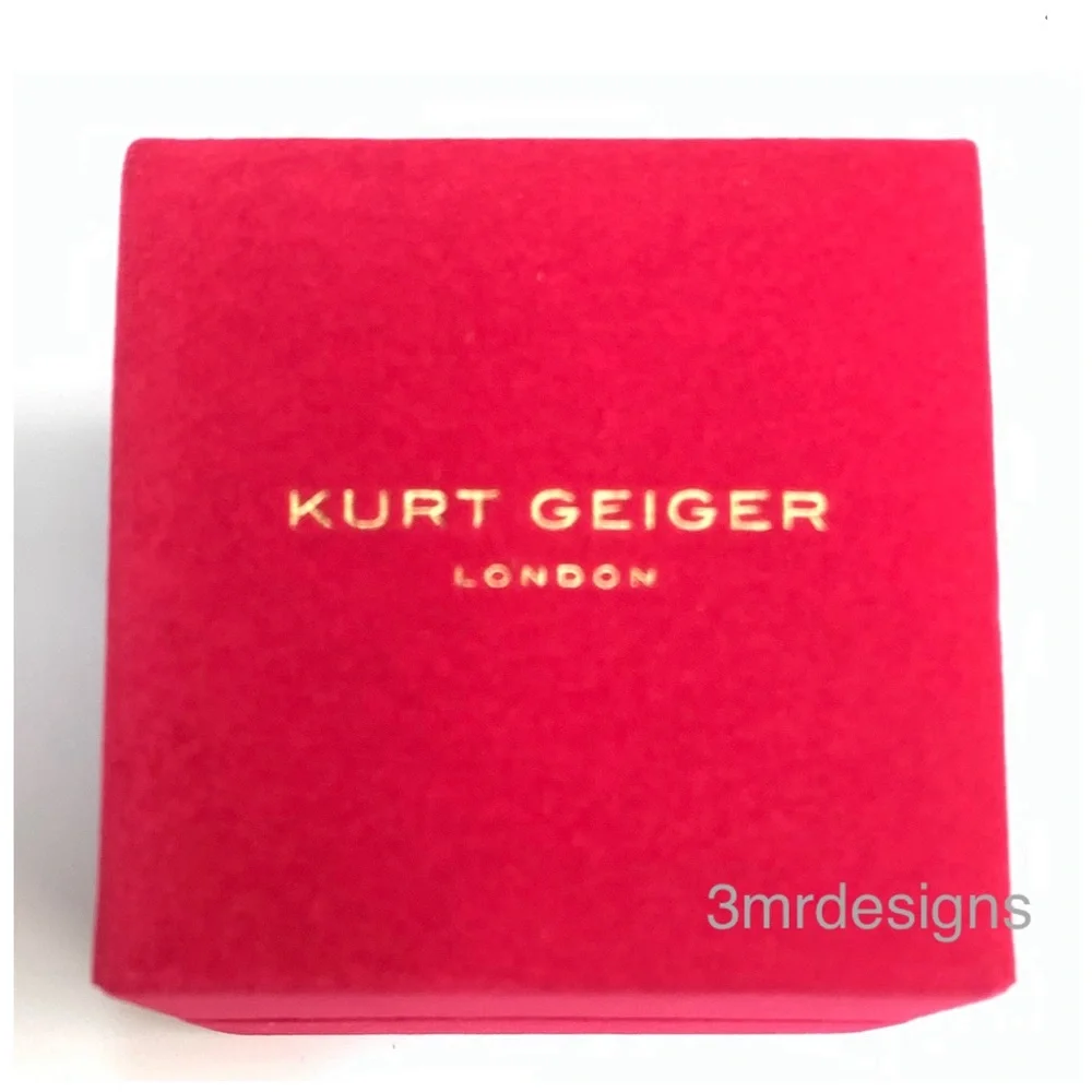 NWT KURT GEIGER LONDON Oval-Cut Gold Tone Turquoise CZ Crystal X-Large Ring - Picture 10 of 12